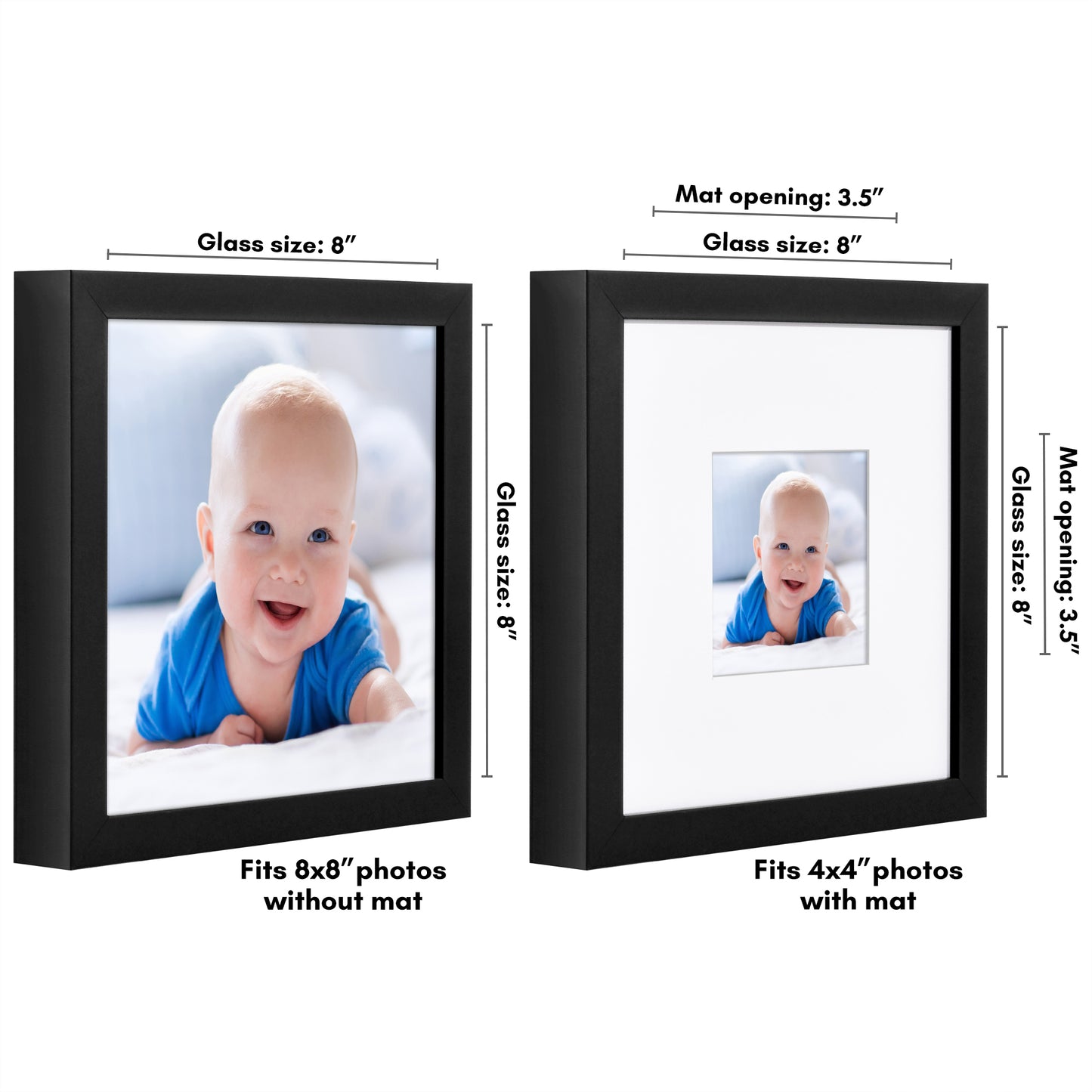 Deep Molding Picture Frame with Mat | Choose Size and Color