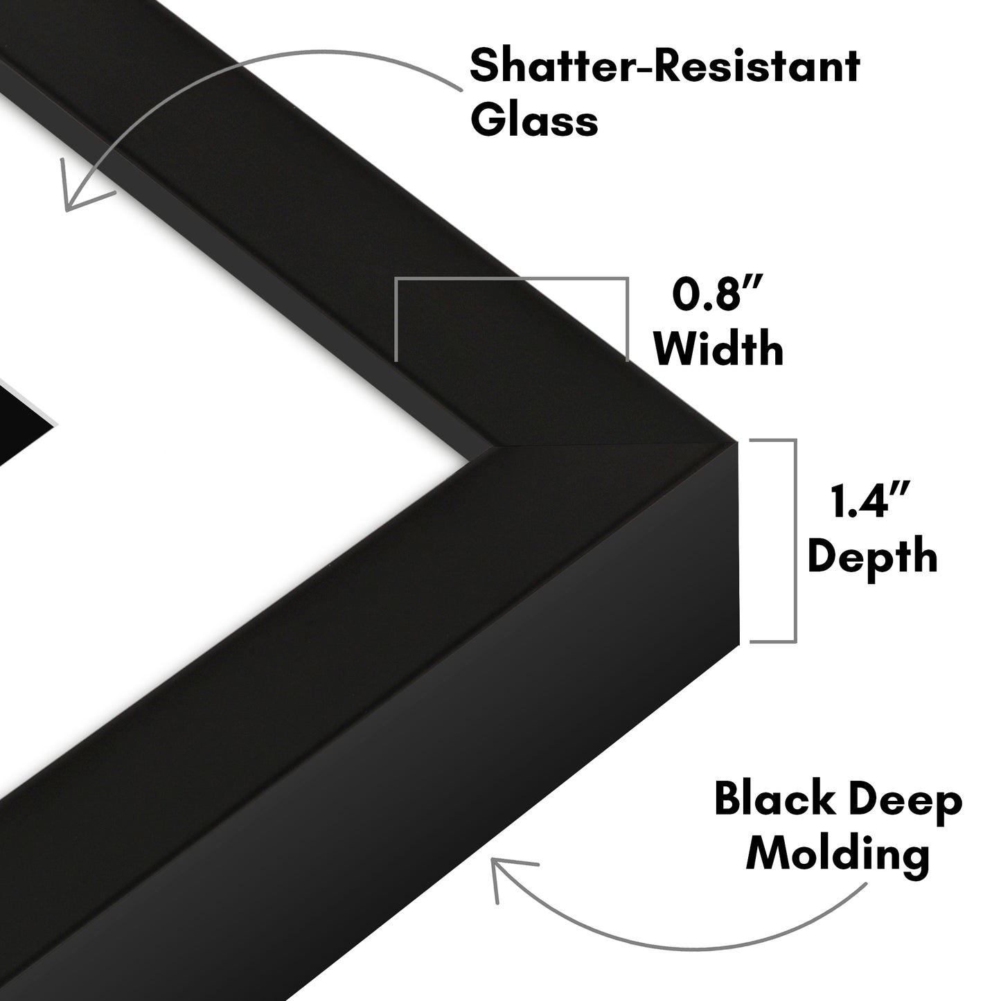 Deep Molding Picture Frame with Mat | Choose Size and Color