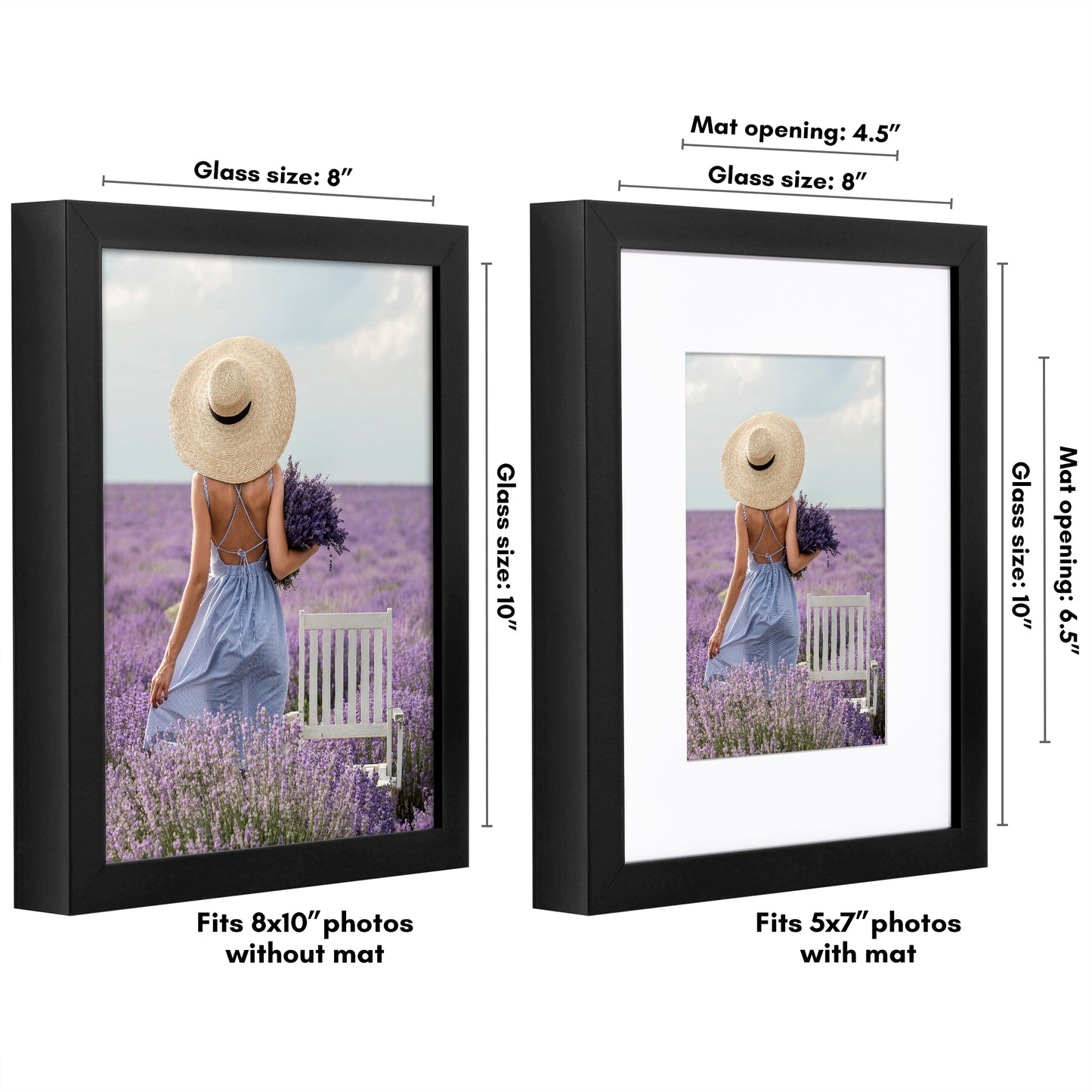 Deep Molding Picture Frame with Mat | Choose Size and Color