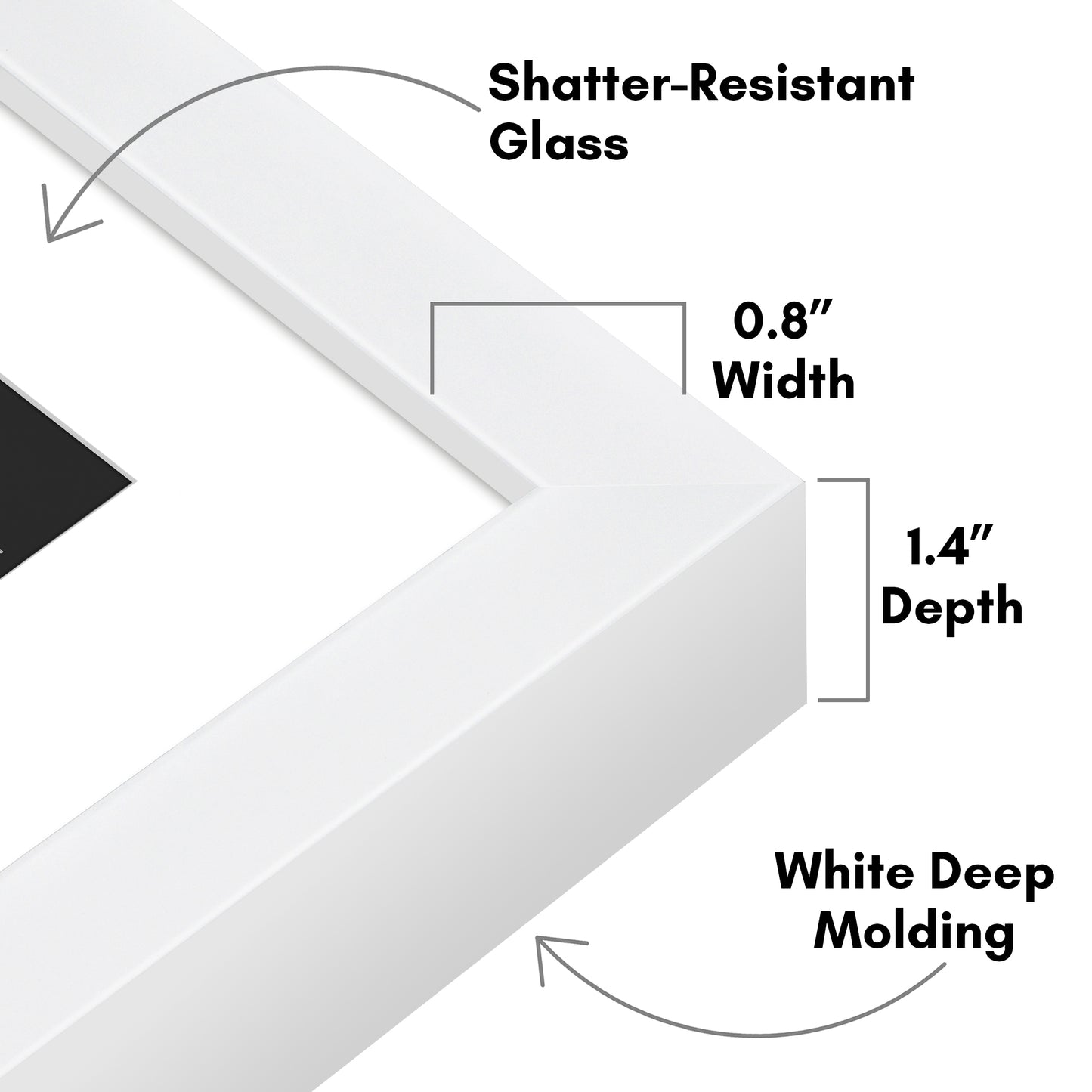 Deep Molding Picture Frame with Mat | Choose Size and Color