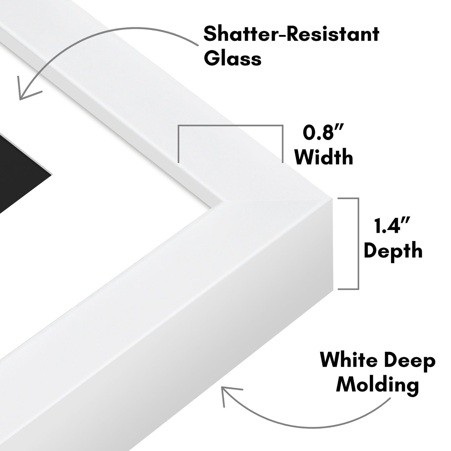 Deep Molding Picture Frame with Mat | Choose Size and Color