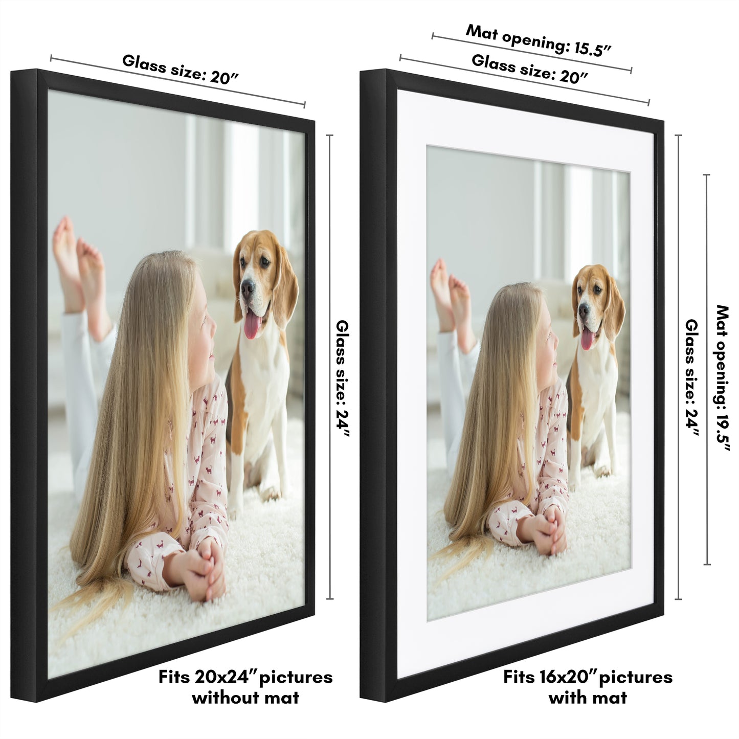 Deep Molding Picture Frame with Mat | Choose Size and Color