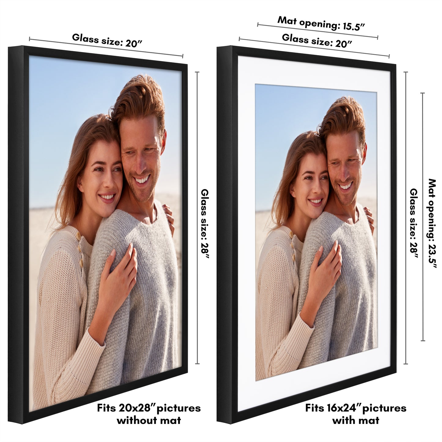 Deep Molding Picture Frame with Mat | Choose Size and Color