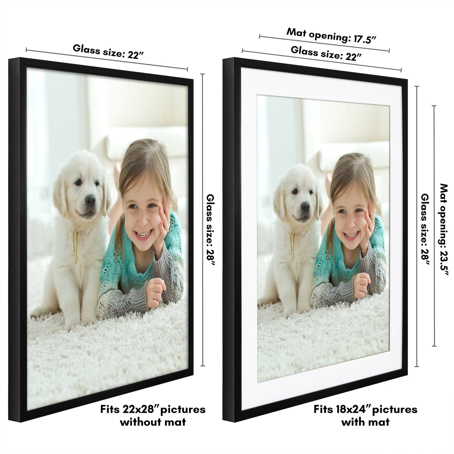 Deep Molding Picture Frame with Mat | Choose Size and Color