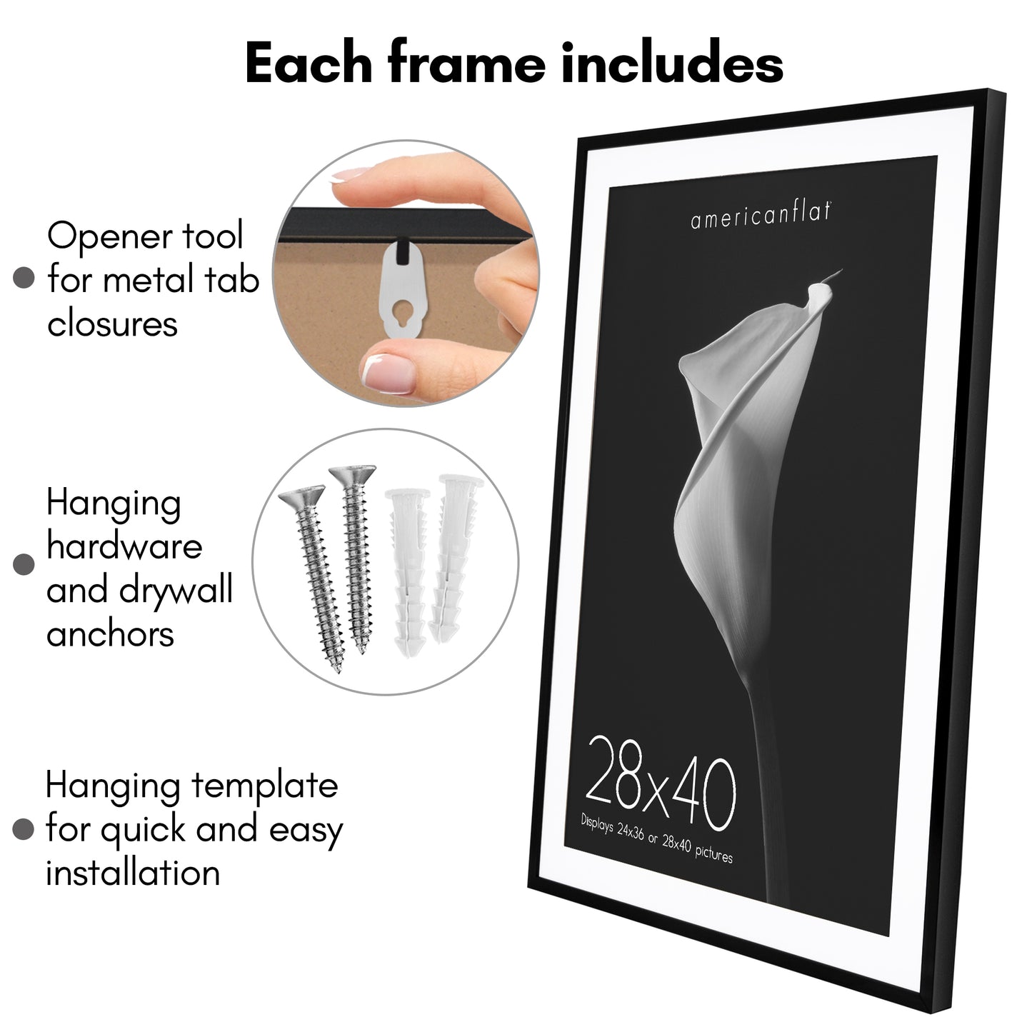 Deep Molding Picture Frame with Mat | Choose Size and Color