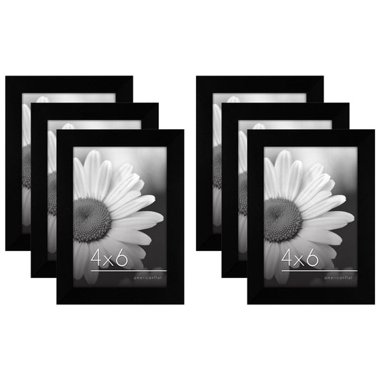 6 Piece Gallery Wall Picture Frame Set in Black - Composite Wood with Polished Plexiglass - Horizontal and Vertical Formats