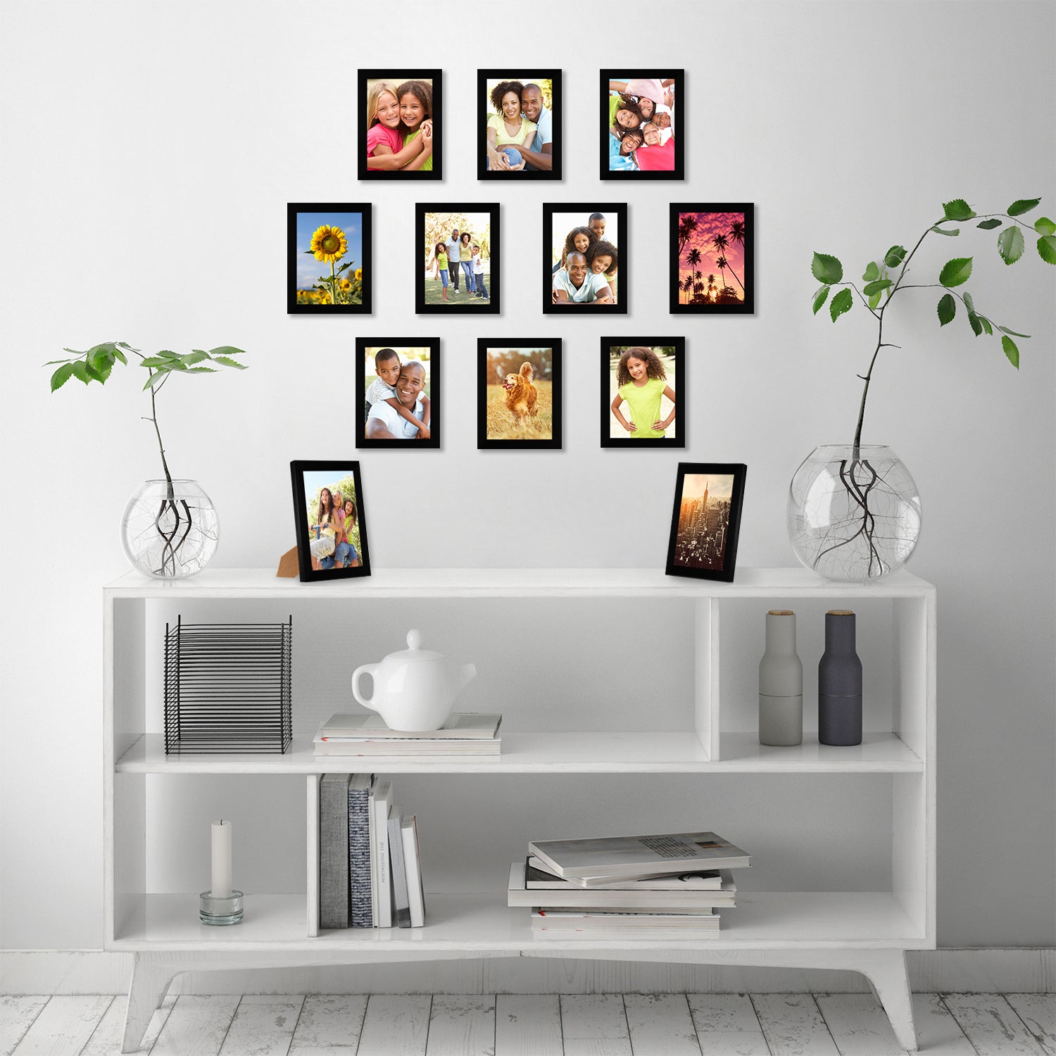 Small Boulevard Set of 11 Individual Wall Photo Frames Wall Decor Set (  Size 4x6, 5x5, 6x8, 8x10 inches )