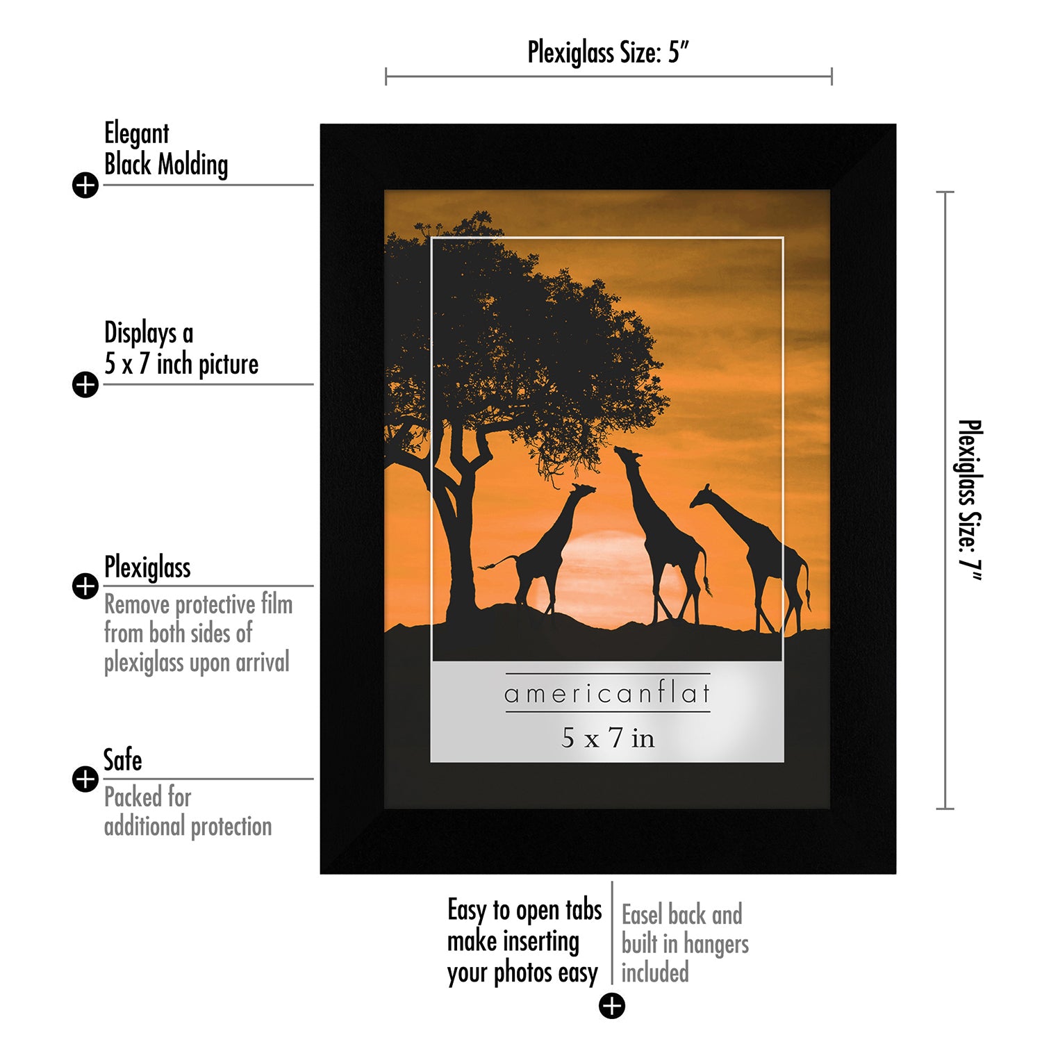 12 Pack - Picture Frames - Easel Backs - Built-in Hangers - Plexiglass Fronts - Picture Frame - Americanflat