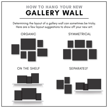 Black and White Modern Tropical Blue Moon - 6 Piece Framed Gallery Wall Set