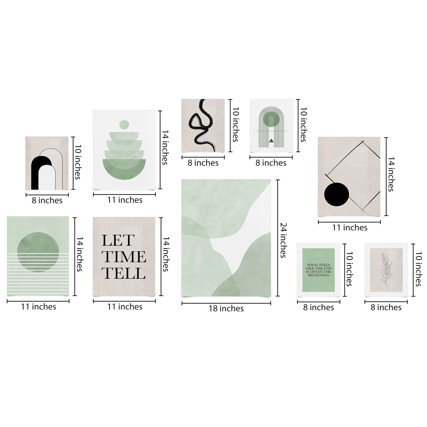 Americanflat Minimalist Green Geometric by The Print Republic - 10 Piece Set