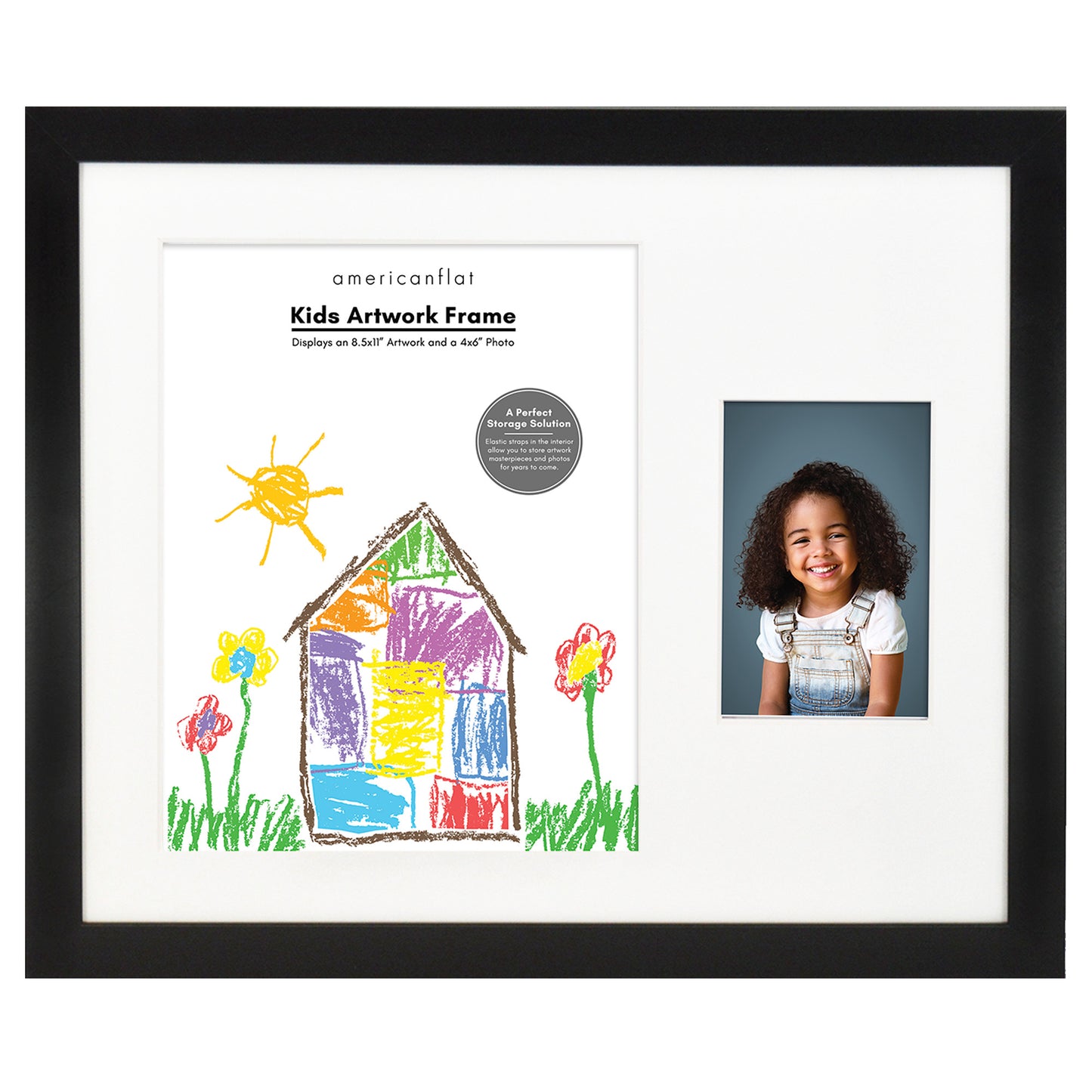 Kids Art Frame with Two Openings | 8.5x11 and 4x6 Picture Frame | Choose Color