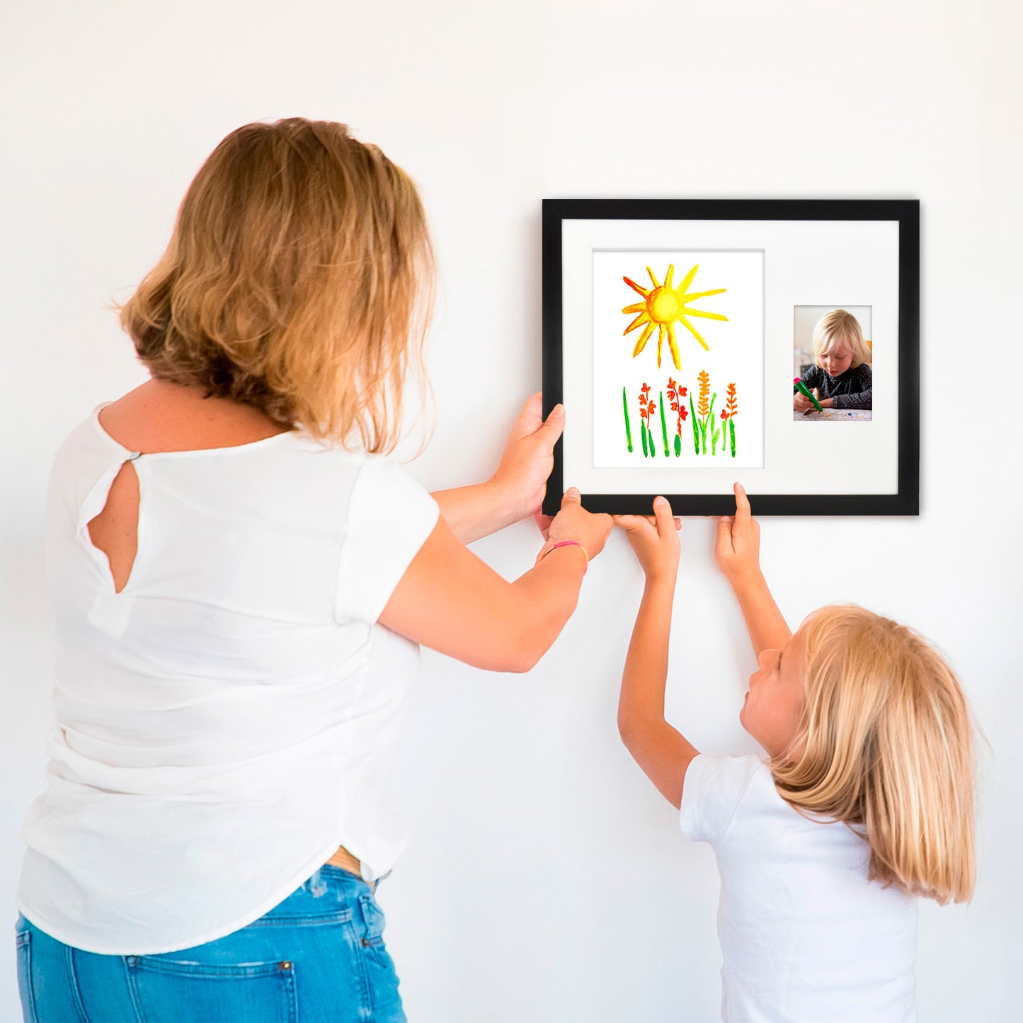 Kids Art Frame with Two Openings | 8.5x11 and 4x6 Picture Frame | Choose Color