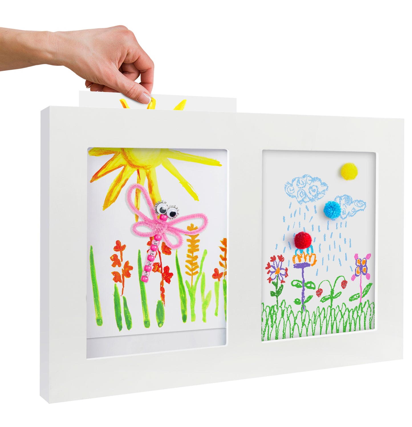 Dual Opening | Slide In Kids Art Frame with Two 8.5x11 Picture Frames