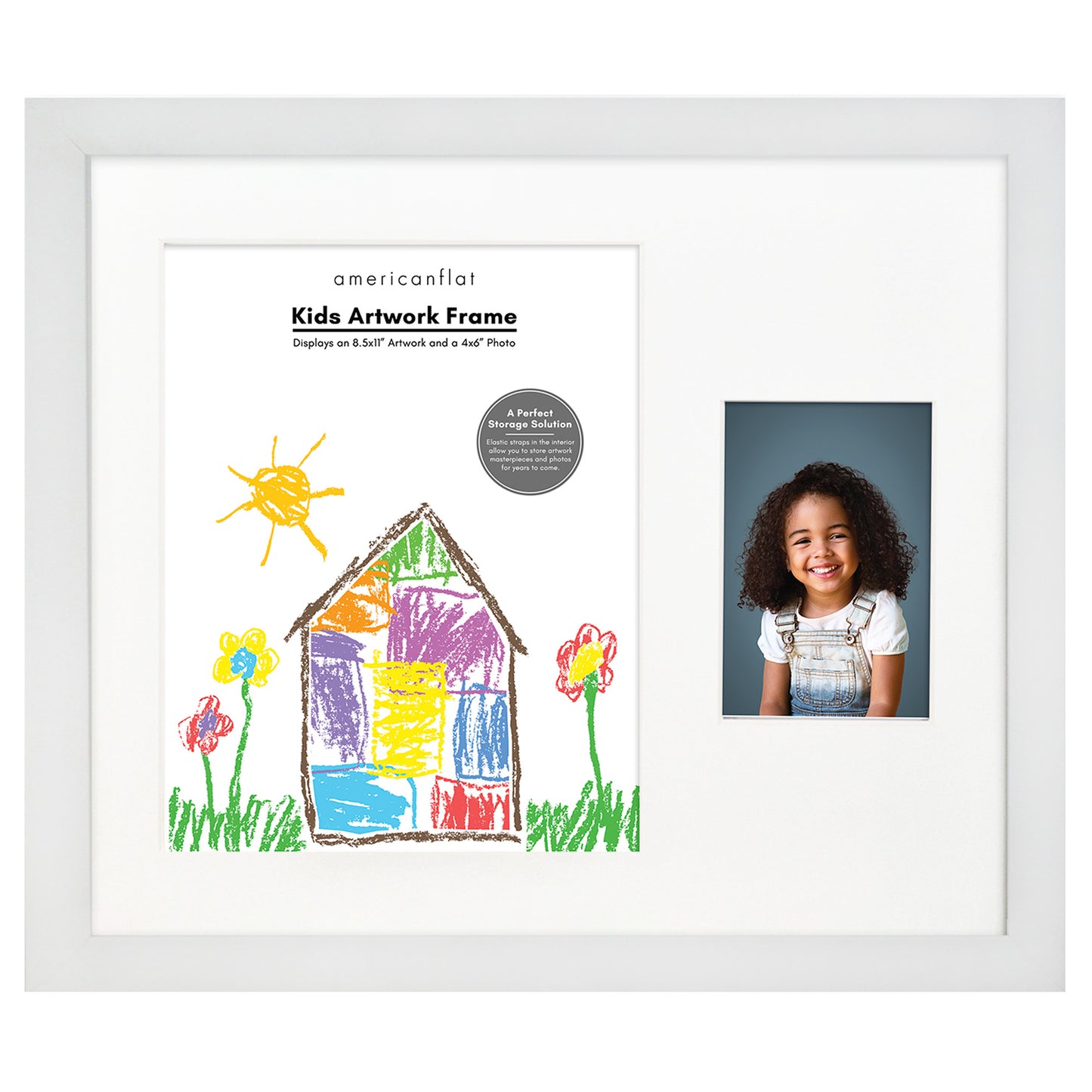 Kids Art Frame with Two Openings | 8.5x11 and 4x6 Picture Frame | Choose Color