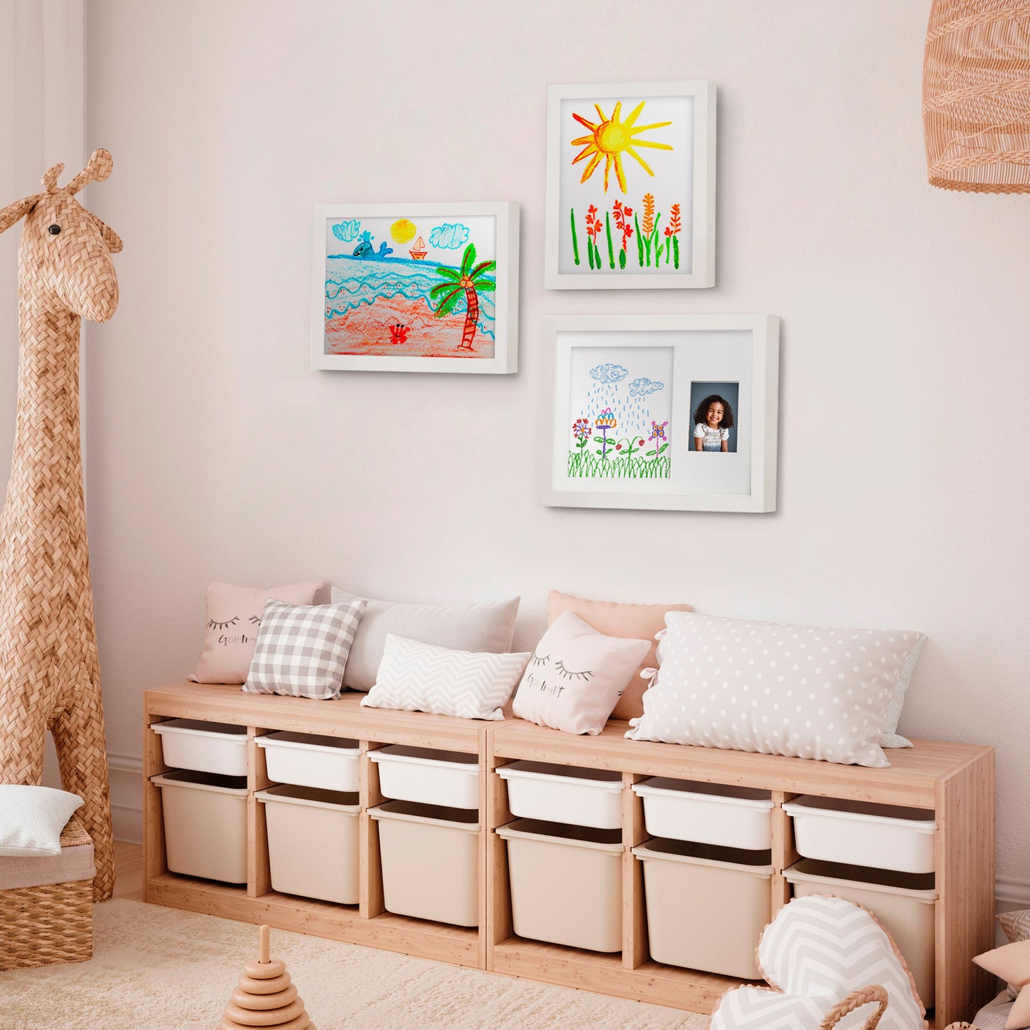 Kids Art Frame with Two Openings | 8.5x11 and 4x6 Picture Frame | Choose Color