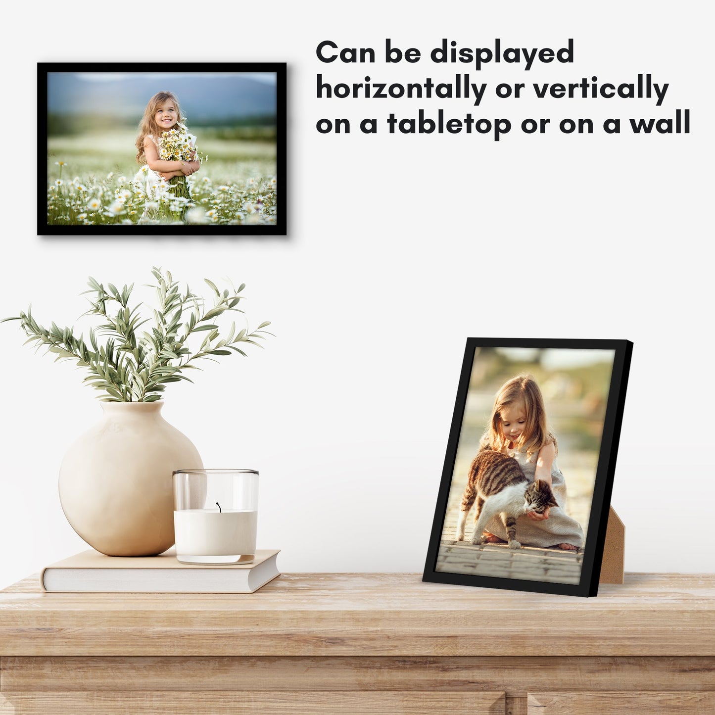 Modern Wall Hanging Picture Frame In Black For Horizontal Or Vertical Photo Display Formats