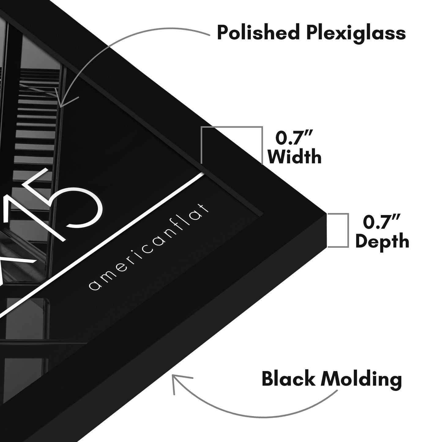 Modern Gallery Picture Frame without Mat, Black  | Streamline Collection