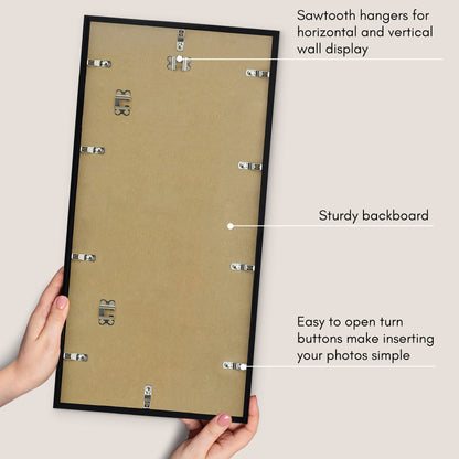 12x24 in Black - Hanging Hardware Included for Horizontal or Vertical Display Format - Picture Frame
