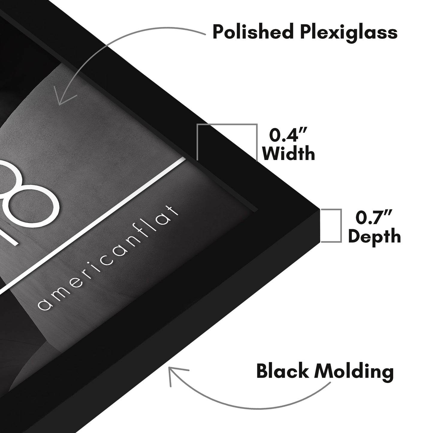 Modern Gallery Poster Frame without Mat, Black | Streamline Collection