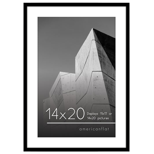 14x20 Black - Thin Border Photo Frame for Vertical and Horizontal Wall Display - Picture Frame