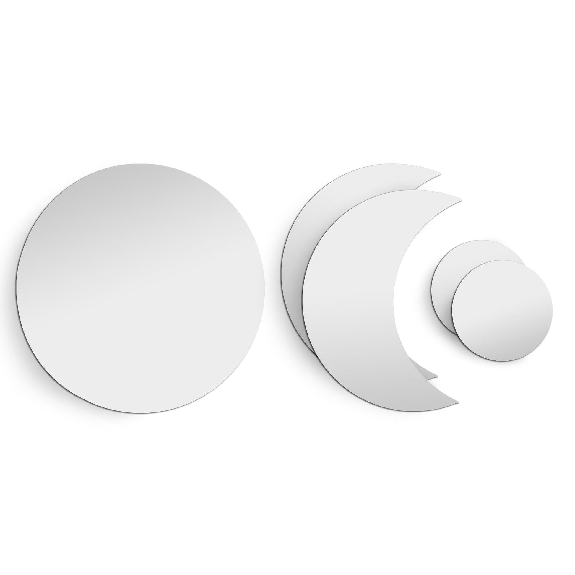 Americanflat Adhesive Mirror Tiles - Moon Phase Design - Peel and Stick Mirrors for Wall - (5pcs Set)