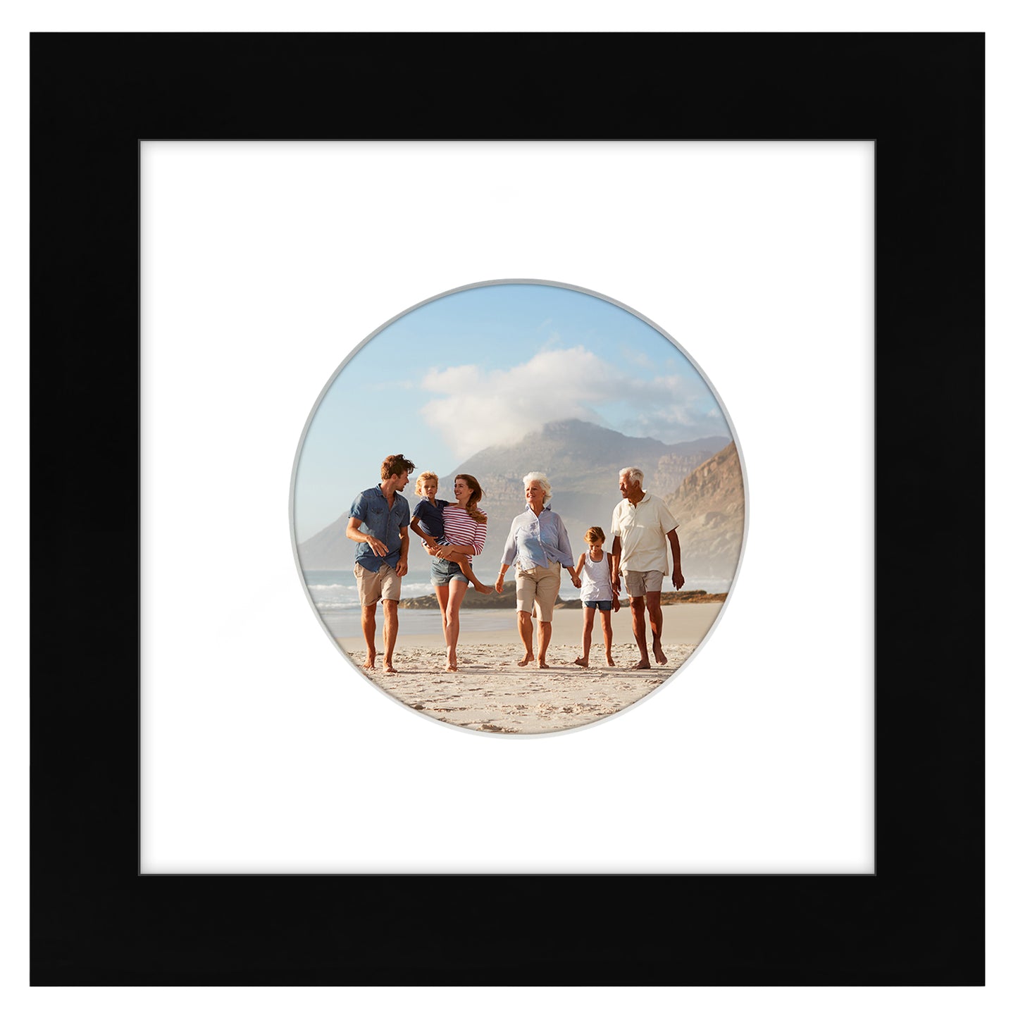 Picture Frame With Round Mat - Engineered Wood Photo Frame with Shatter-Resistant Glass Cover