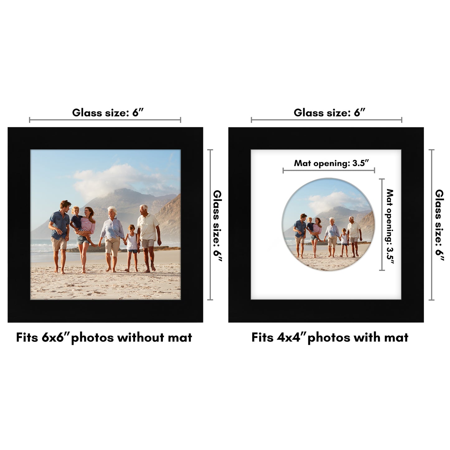 Picture Frame With Round Mat - Engineered Wood Photo Frame with Shatter-Resistant Glass Cover