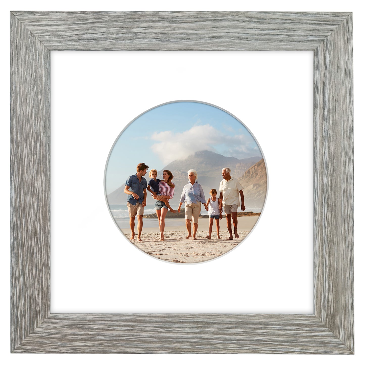 Picture Frame With Round Mat - Engineered Wood Photo Frame with Shatter-Resistant Glass Cover