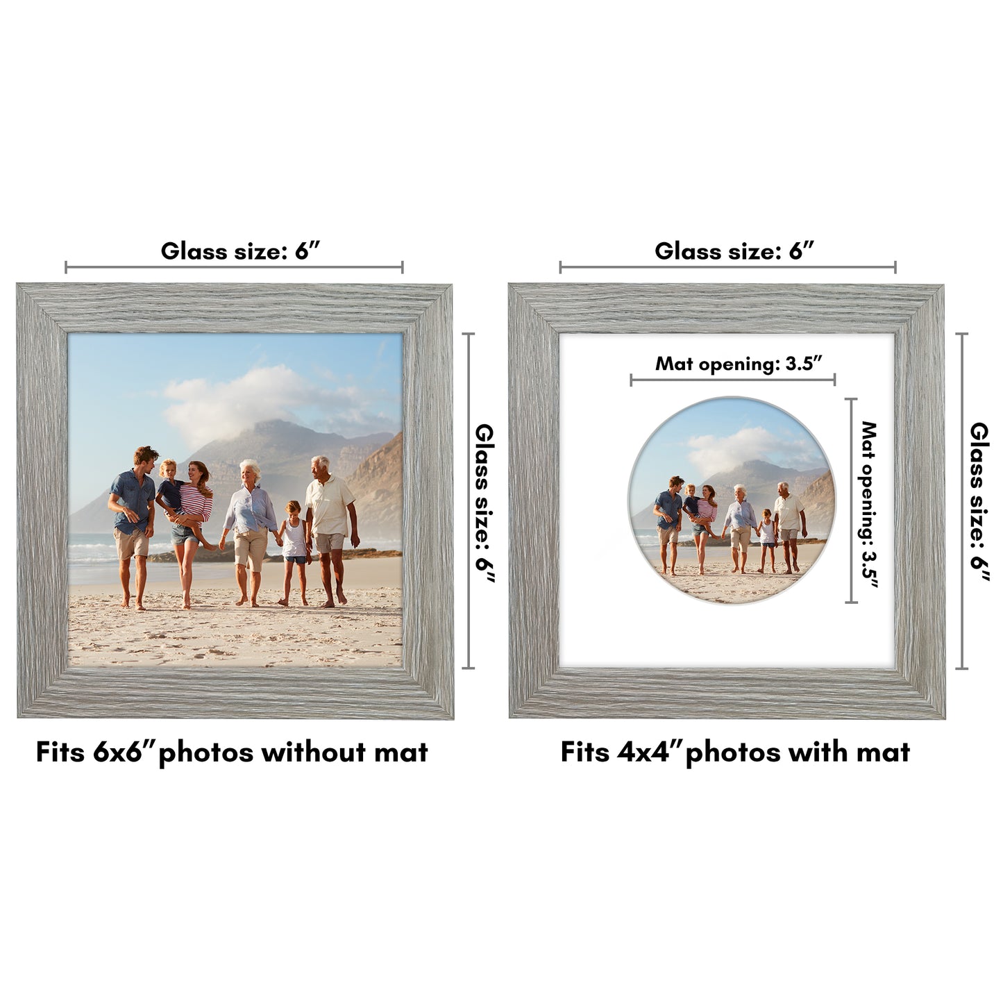 Picture Frame With Round Mat - Engineered Wood Photo Frame with Shatter-Resistant Glass Cover