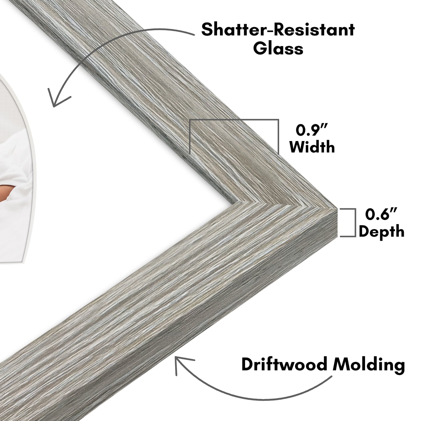 Picture Frame With Heart Shaped Mat -  Engineered Wood Photo Frame with Shatter-Resistant Glass Cover