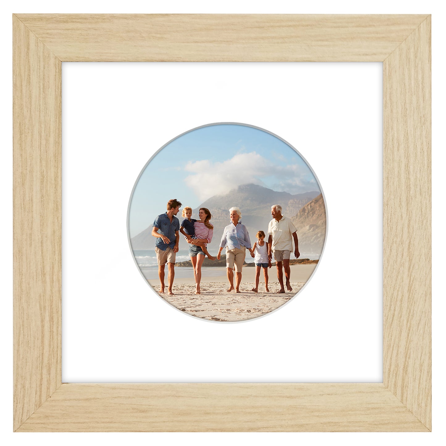 Picture Frame With Round Mat - Engineered Wood Photo Frame with Shatter-Resistant Glass Cover