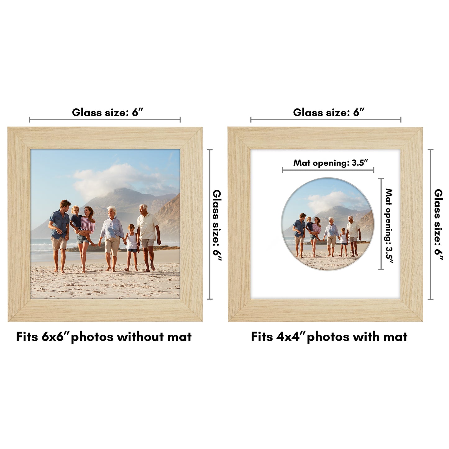 Picture Frame With Round Mat - Engineered Wood Photo Frame with Shatter-Resistant Glass Cover