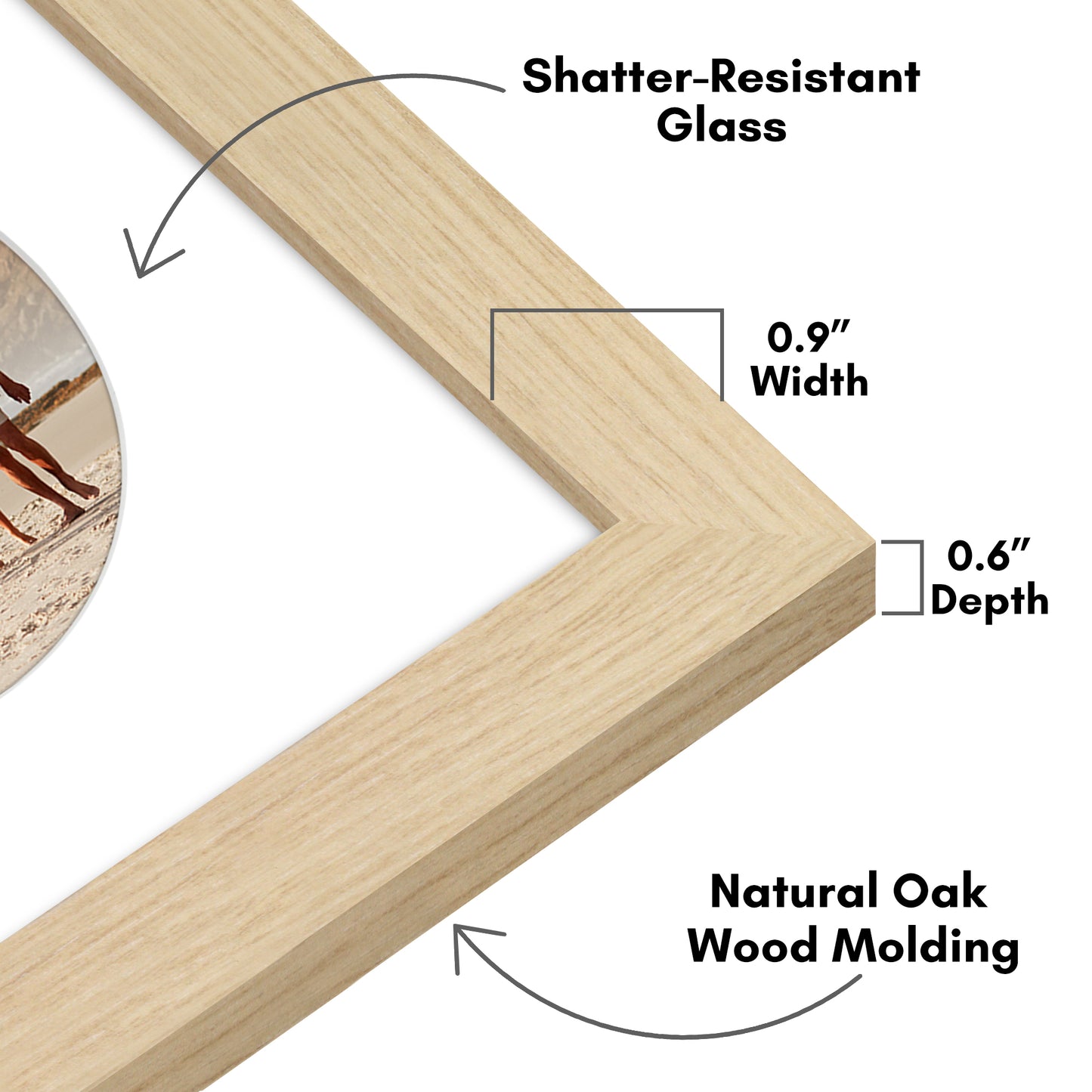 Picture Frame With Round Mat - Engineered Wood Photo Frame with Shatter-Resistant Glass Cover