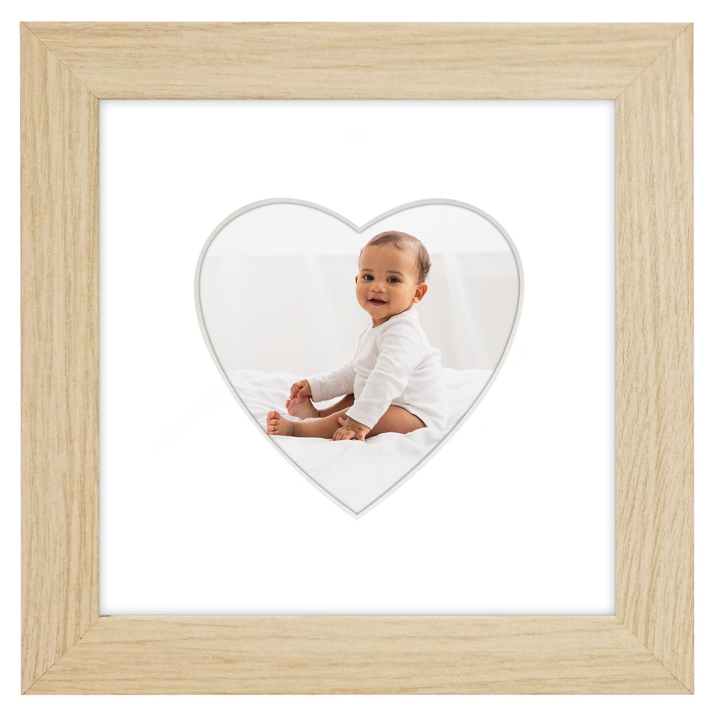 Picture Frame With Heart Shaped Mat -  Engineered Wood Photo Frame with Shatter-Resistant Glass Cover