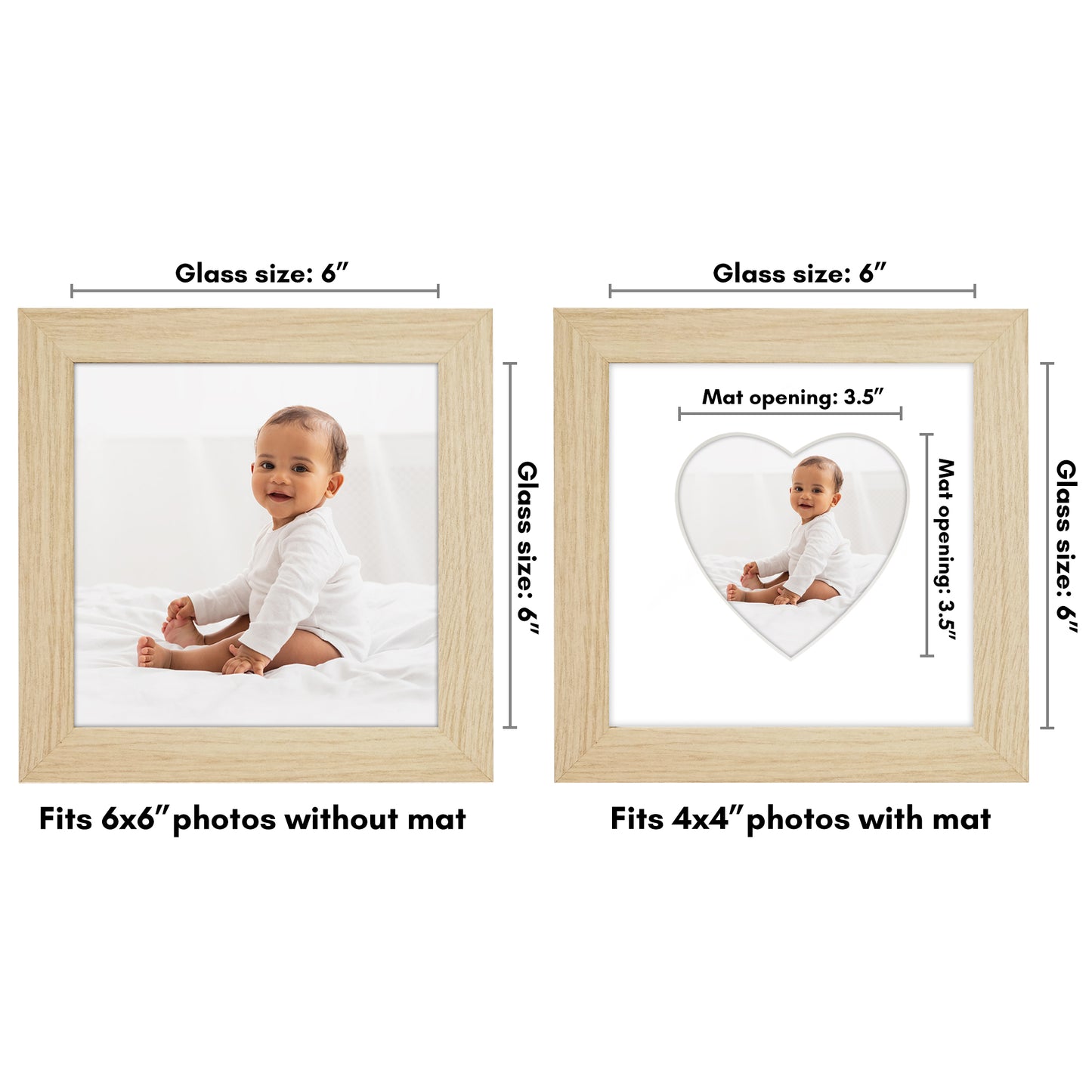 Picture Frame With Heart Shaped Mat -  Engineered Wood Photo Frame with Shatter-Resistant Glass Cover