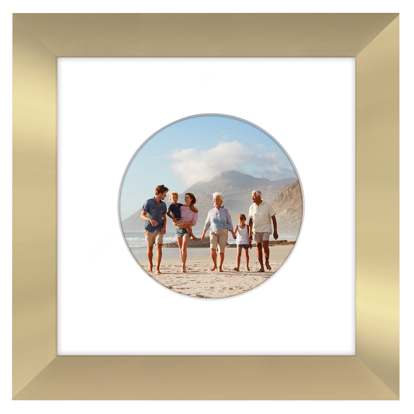 Picture Frame With Round Mat - Engineered Wood Photo Frame with Shatter-Resistant Glass Cover