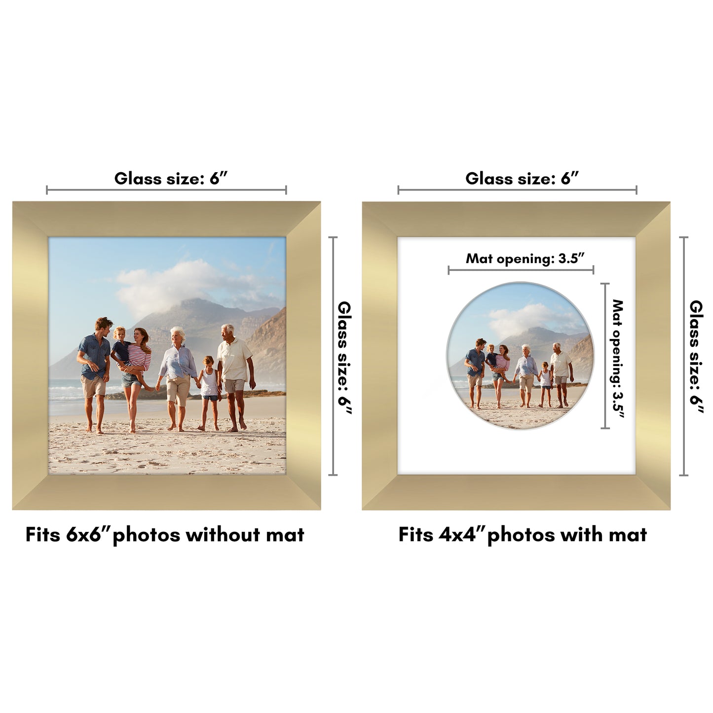 Picture Frame With Round Mat - Engineered Wood Photo Frame with Shatter-Resistant Glass Cover