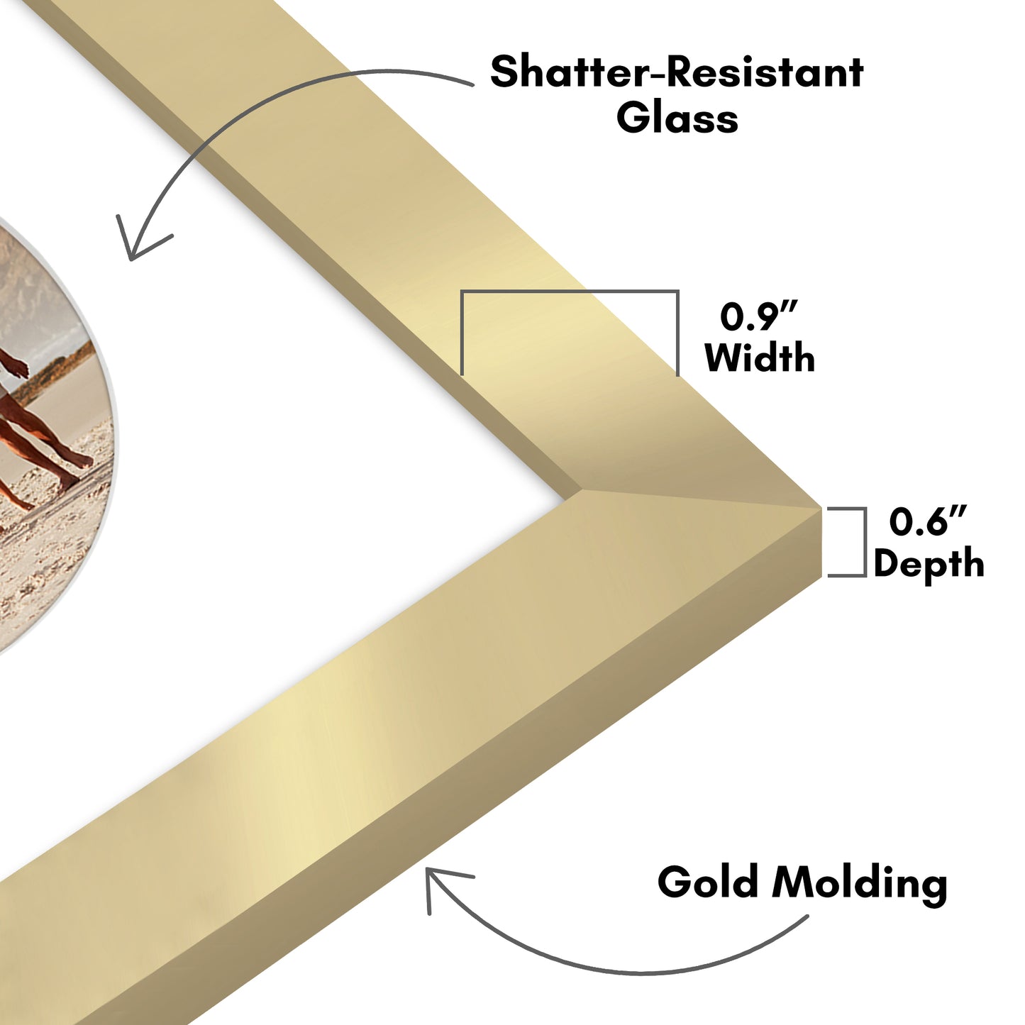 Picture Frame With Round Mat - Engineered Wood Photo Frame with Shatter-Resistant Glass Cover