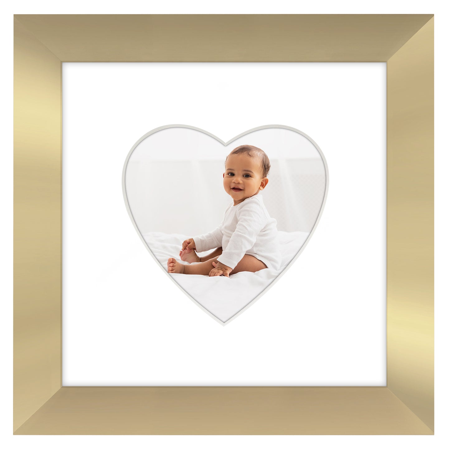 Picture Frame With Heart Shaped Mat -  Engineered Wood Photo Frame with Shatter-Resistant Glass Cover