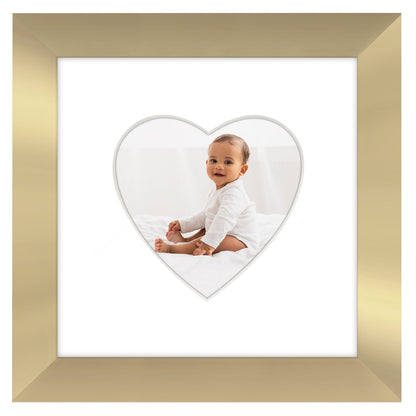 Picture Frame With Heart Shaped Mat -  Engineered Wood Photo Frame with Shatter-Resistant Glass Cover