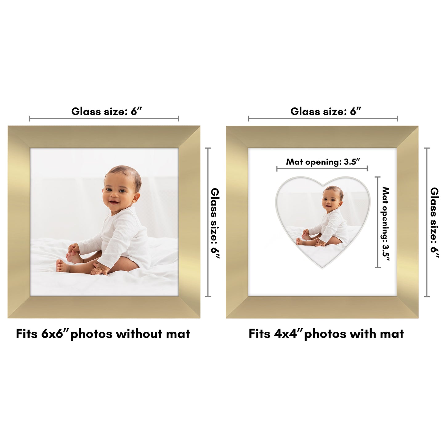 Picture Frame With Heart Shaped Mat -  Engineered Wood Photo Frame with Shatter-Resistant Glass Cover