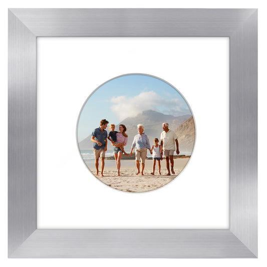 Picture Frame With Round Mat - Engineered Wood Photo Frame with Shatter-Resistant Glass Cover