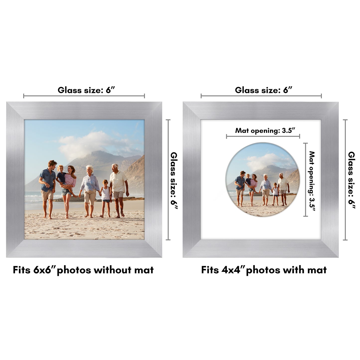 Picture Frame With Round Mat - Engineered Wood Photo Frame with Shatter-Resistant Glass Cover