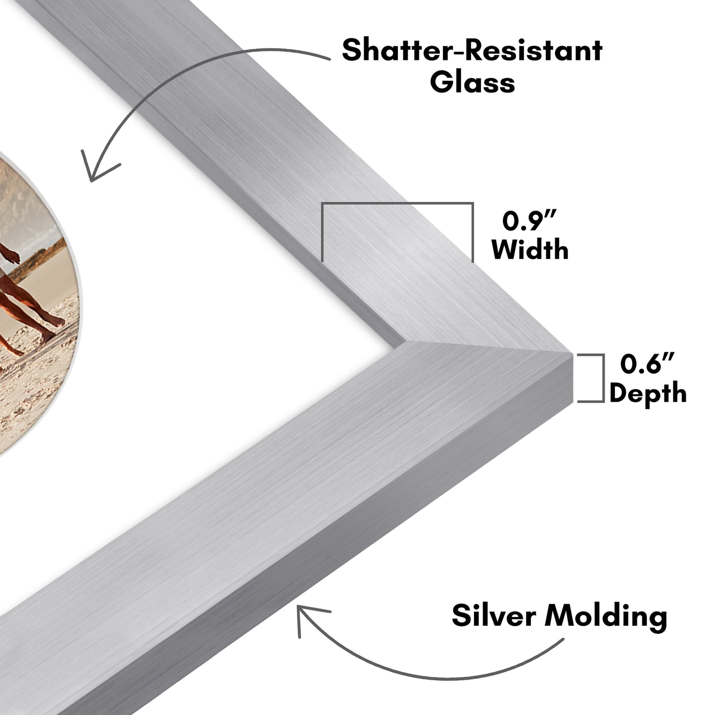 Picture Frame With Round Mat - Engineered Wood Photo Frame with Shatter-Resistant Glass Cover