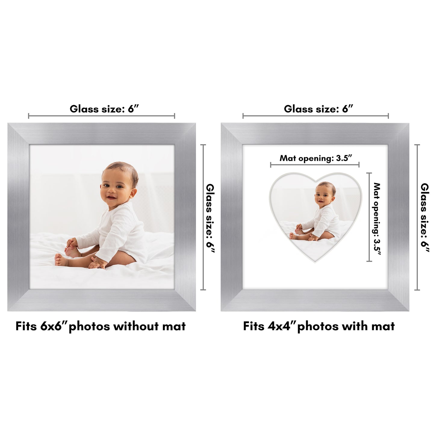 Picture Frame With Heart Shaped Mat -  Engineered Wood Photo Frame with Shatter-Resistant Glass Cover