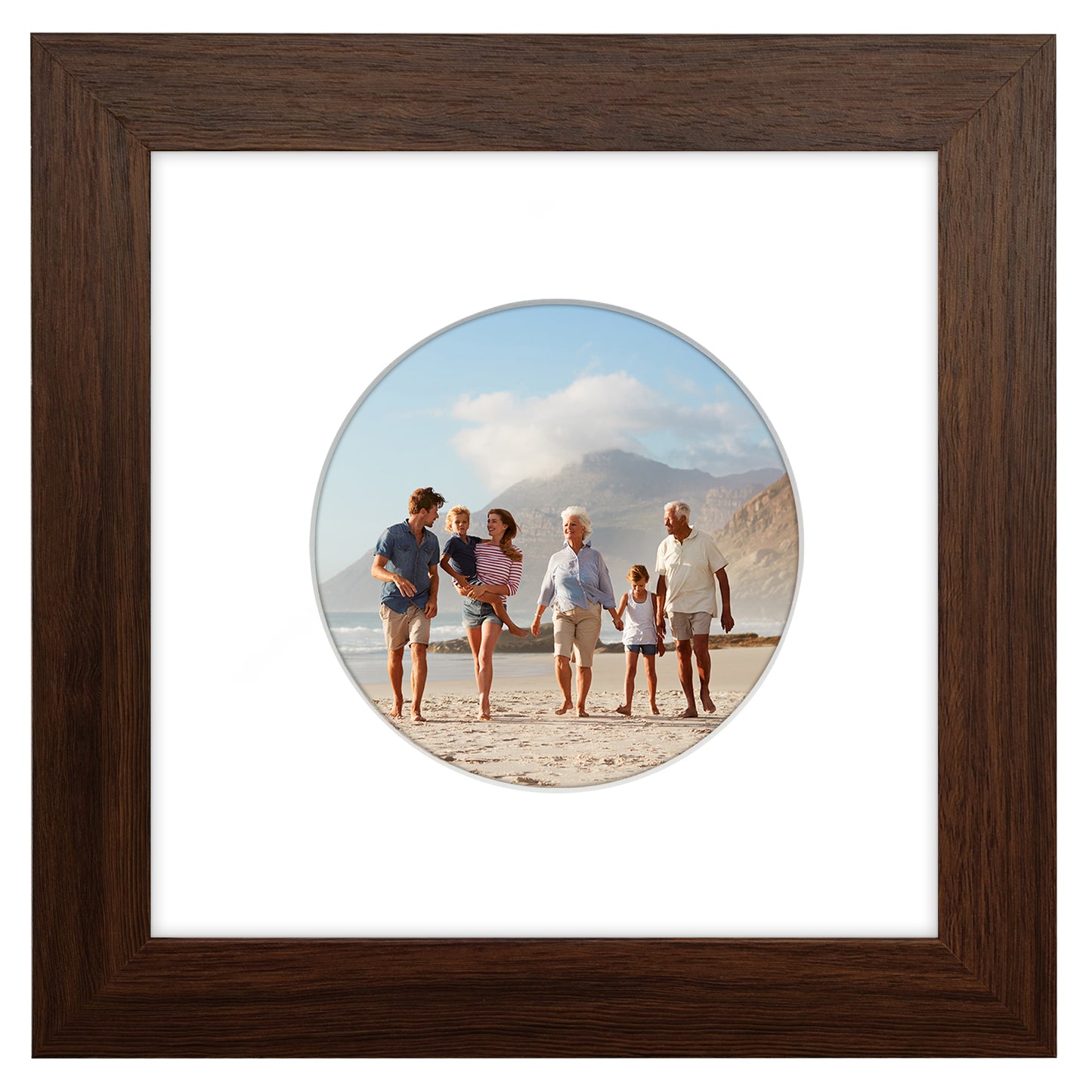 Picture Frame With Round Mat - Engineered Wood Photo Frame with Shatter-Resistant Glass Cover