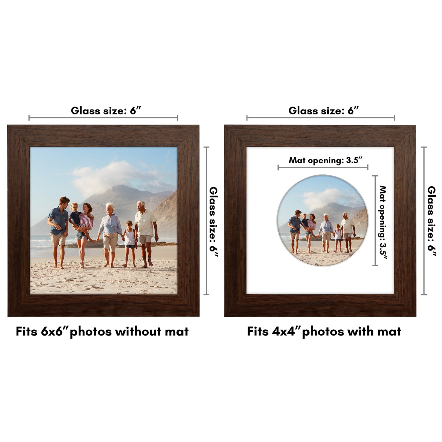 Picture Frame With Round Mat - Engineered Wood Photo Frame with Shatter-Resistant Glass Cover