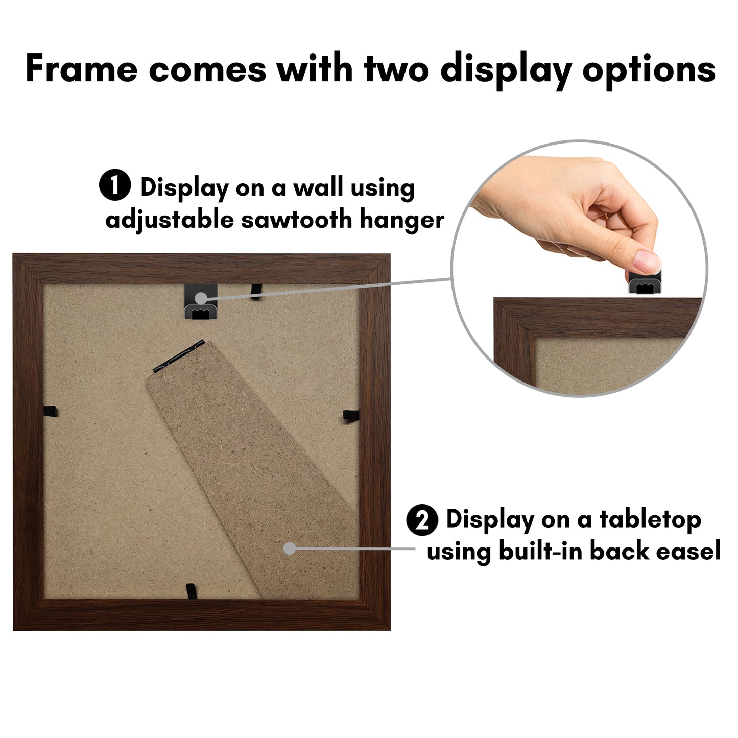 Picture Frame With Round Mat - Engineered Wood Photo Frame with Shatter-Resistant Glass Cover