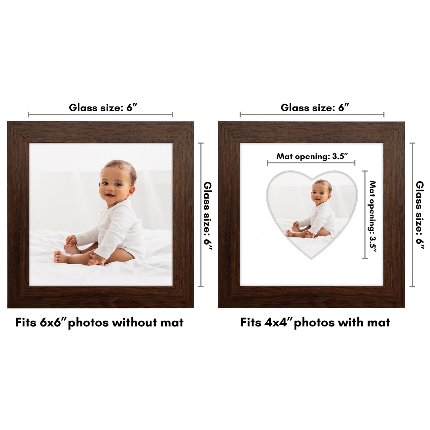 Picture Frame With Heart Shaped Mat -  Engineered Wood Photo Frame with Shatter-Resistant Glass Cover