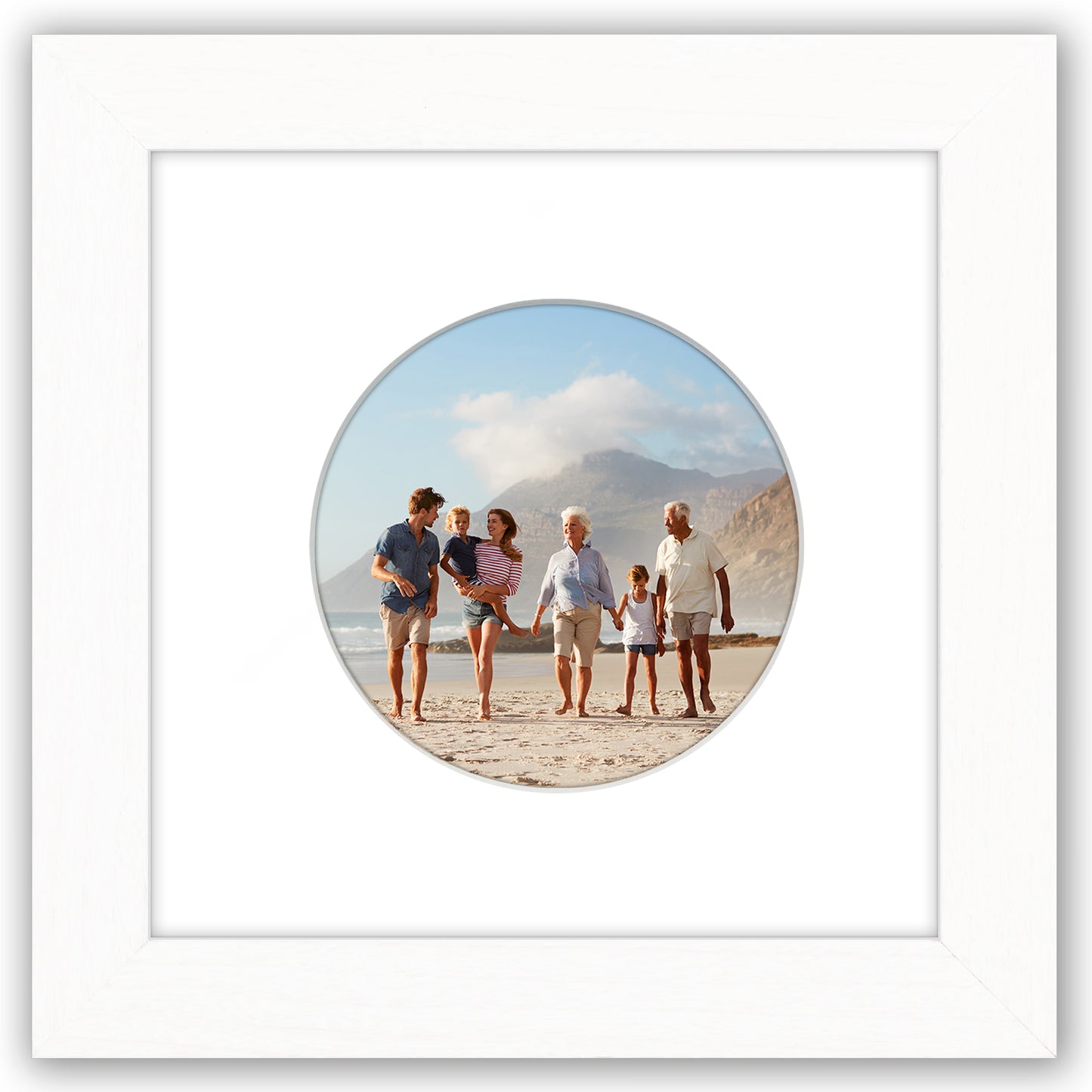 Picture Frame With Round Mat - Engineered Wood Photo Frame with Shatter-Resistant Glass Cover